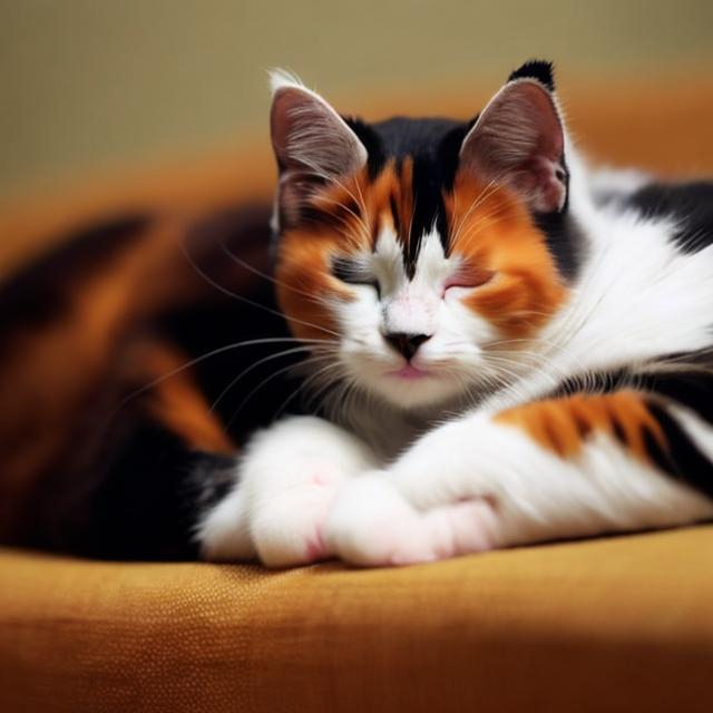 Prompt: calico cute kitty sleeping

