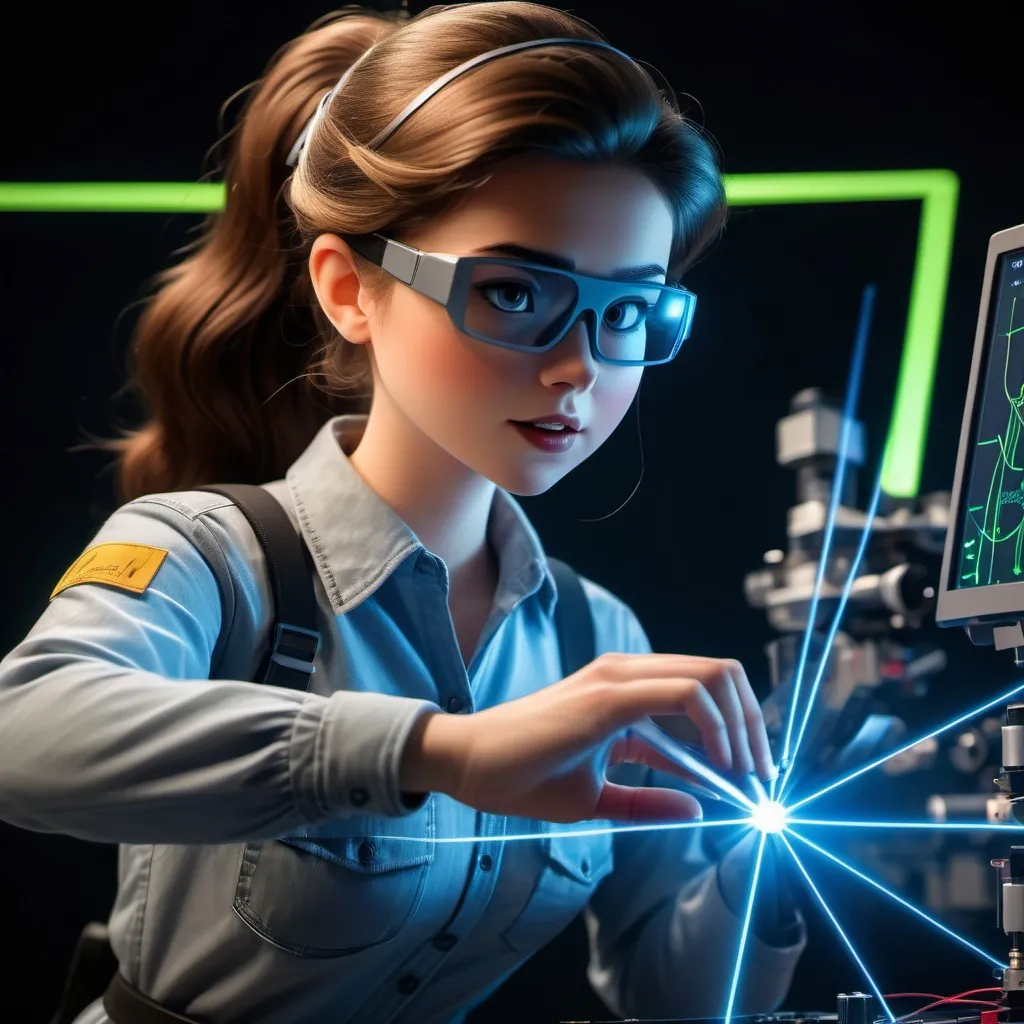 Prompt: A laser engineer animation woman