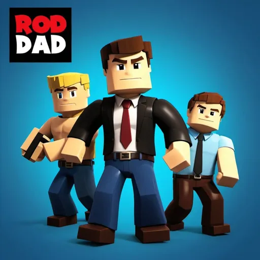 Prompt: A cover for the game "get your dad back". In a blocky roblox style. Add a title.