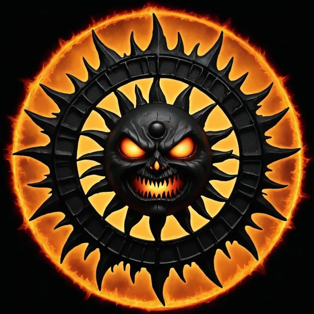 Prompt: sinister black sun logo