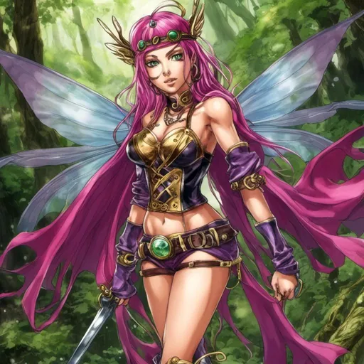 Prompt: In <mymodel> Art style , Epic. Shes a (colorful), Steam Punk, gothic, witch. spectacular, Winged fairy, with a skimpy, (colorful), (gossamer), flowing outfit, standing in a forest by a village. ((Wide angle)). Detailed Illustration. 8k.  Full body in shot. An (extremely beautiful), shapely, woman with, ((Anatomically real hands)), and (vivid), colorful, (bright eyes). A (pristine) Halloween night.  Rays of light. Lens flares. (Celestial). Different colored (bokah).
