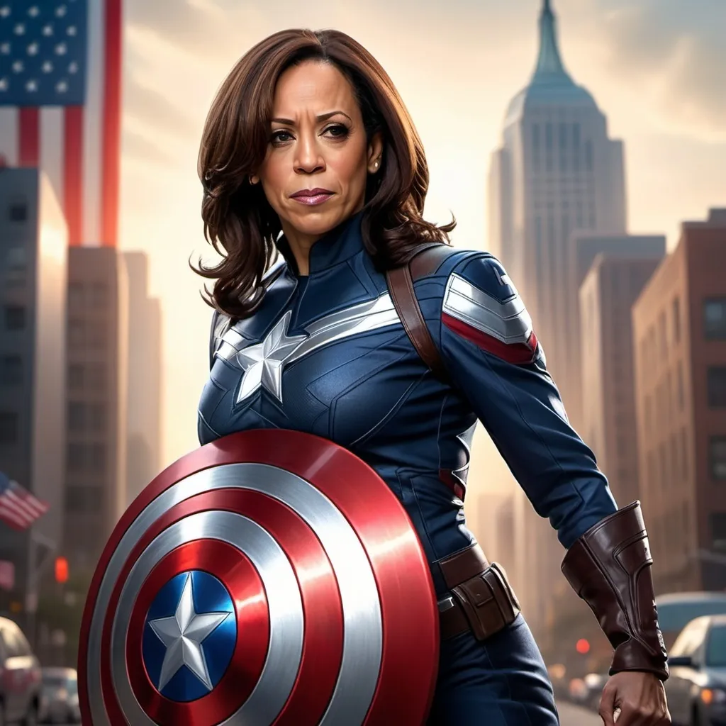 Prompt: Kamala Harris dressed as Captain America
