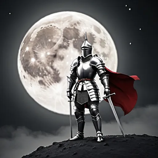 Prompt: A knight standing in the moon