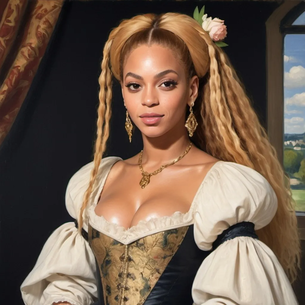 Prompt: Create an impressionist style portrait of Beyonce in 15th century dress. Edouard Manet style specifically 