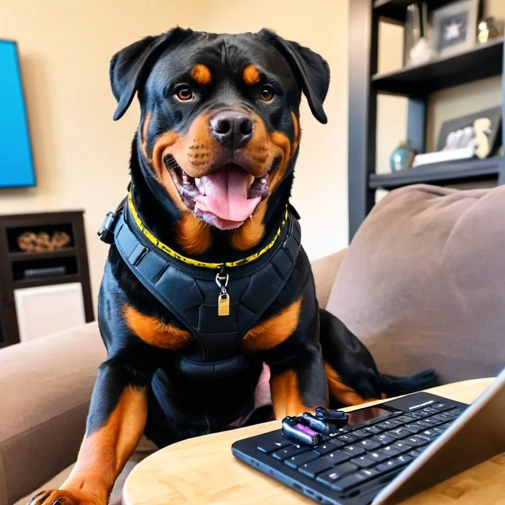 Prompt: an rottweiler playing fortnite