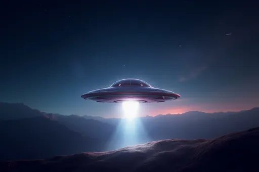 Prompt: Have the ufo fly right then left then back to the middle then down then fly strait up out of site in a flash of light