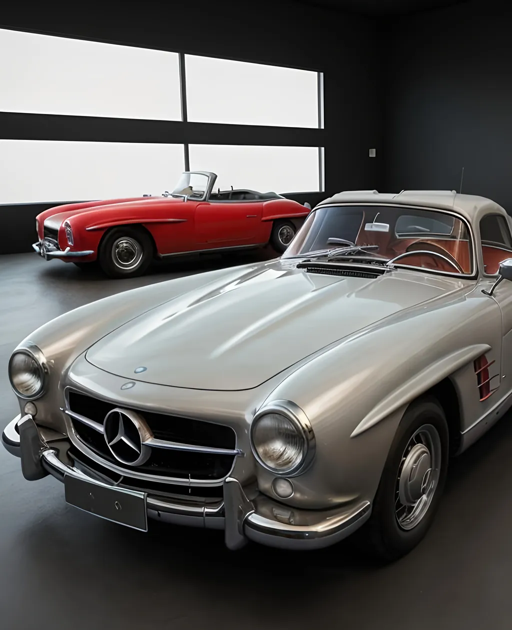 Prompt: Splash art, special effects, hyper exquisite,64k , highly detailed,1955 mercedes 300sl in Mulhouse Car Museum, highly detailed car museum background, trending on artstation 