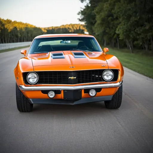 Prompt: Orange Camaro SS 1969 