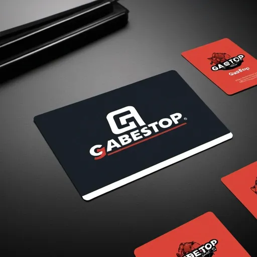 Prompt: create a logo with the name "GabeStop" and it has trading cards in the picture