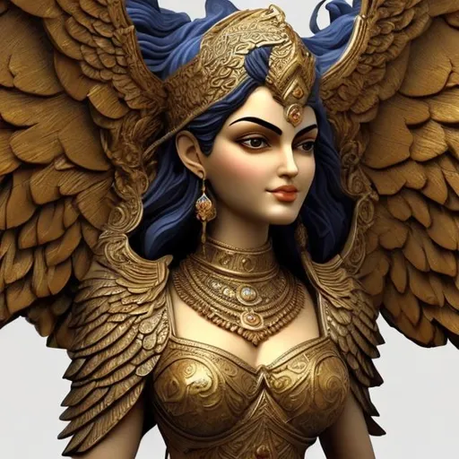 Prompt: Persian goddess with full figure, zoroastrian wings, and beautiful face 