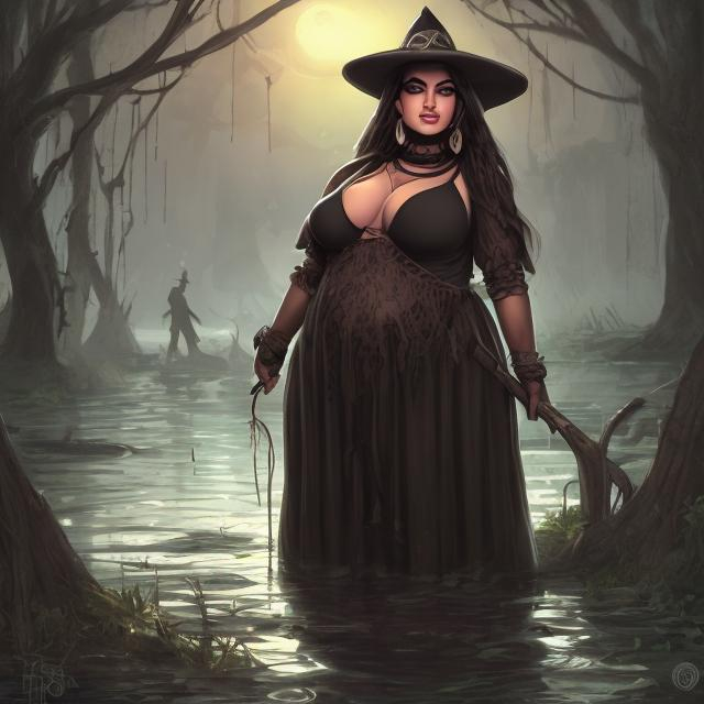 Prompt: Chubby Arab swamp witch