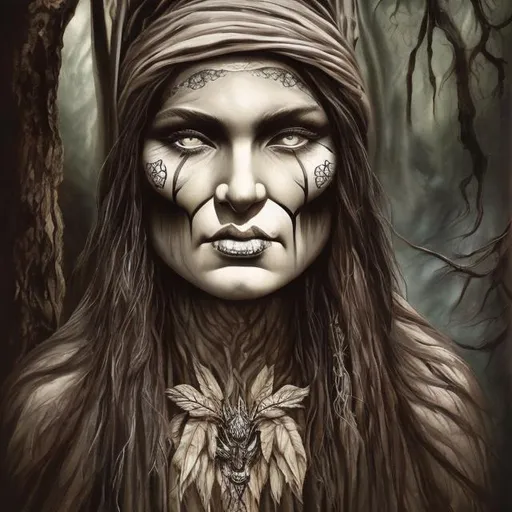 Prompt: Ouachita mountain witch with beautiful face