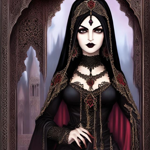 Prompt: Gothic Persian queen