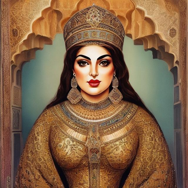 Prompt: Full figured iranian queen with beautiful face
