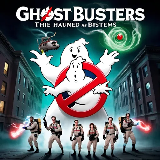 Prompt: Make a movie cover of a movie called Ghost busters the haunted Ghost Gem