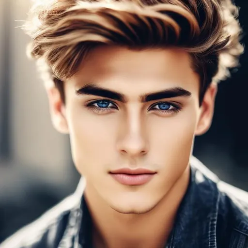 Prompt: Realistic portrait of a very attractive boy, perfect lighting, ultra-realistic details, professional quality, handsome features, captivating gaze, warm and soft skin tones, defined jawline, expressive eyes, natural hair texture, realistic style, blonde hair, blue eyes, super cute