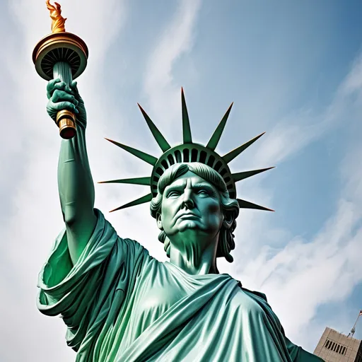 Prompt: Donald Trump as the Statue of Liberty
