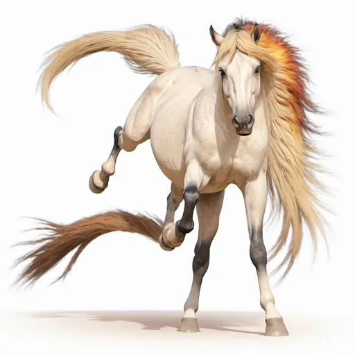 Prompt: Spirit Stallion of the Cimarron four leg horse, vibrant colored, majestic stance, savannah landscape, highres, detailed fur, realistic, warm tones, wild and free, animated, striking mane, powerful presence, natural lighting