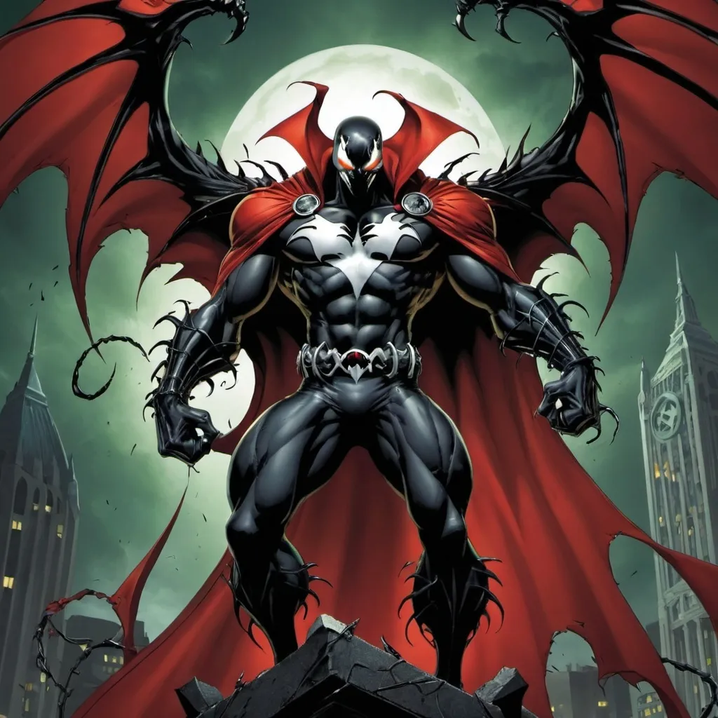 Prompt: make a wallpaper of DC comic's spawn 