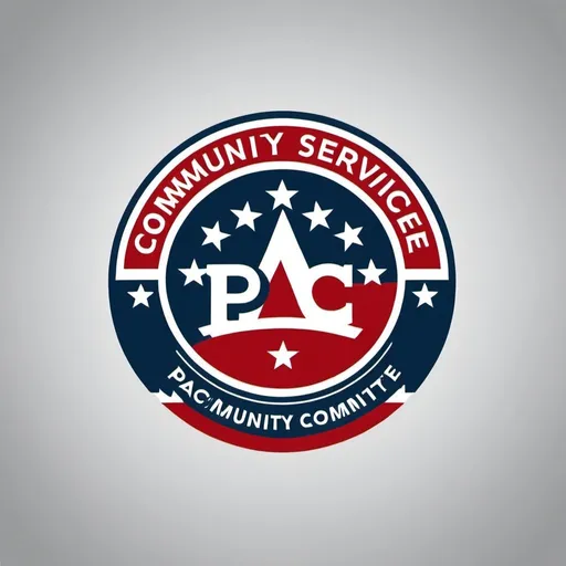 Prompt: make a circular patriotic colors logo for a new political action committee called Community Service PAC, make sure it is not misspelled  and that is clearly visible and says COMMUNITY SERVICE PAC