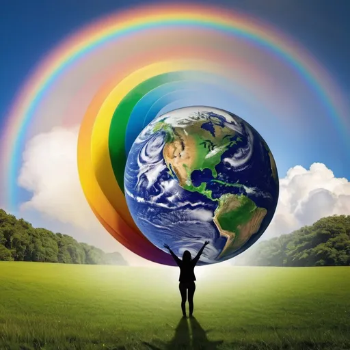 Prompt: rainbow hugging the earth