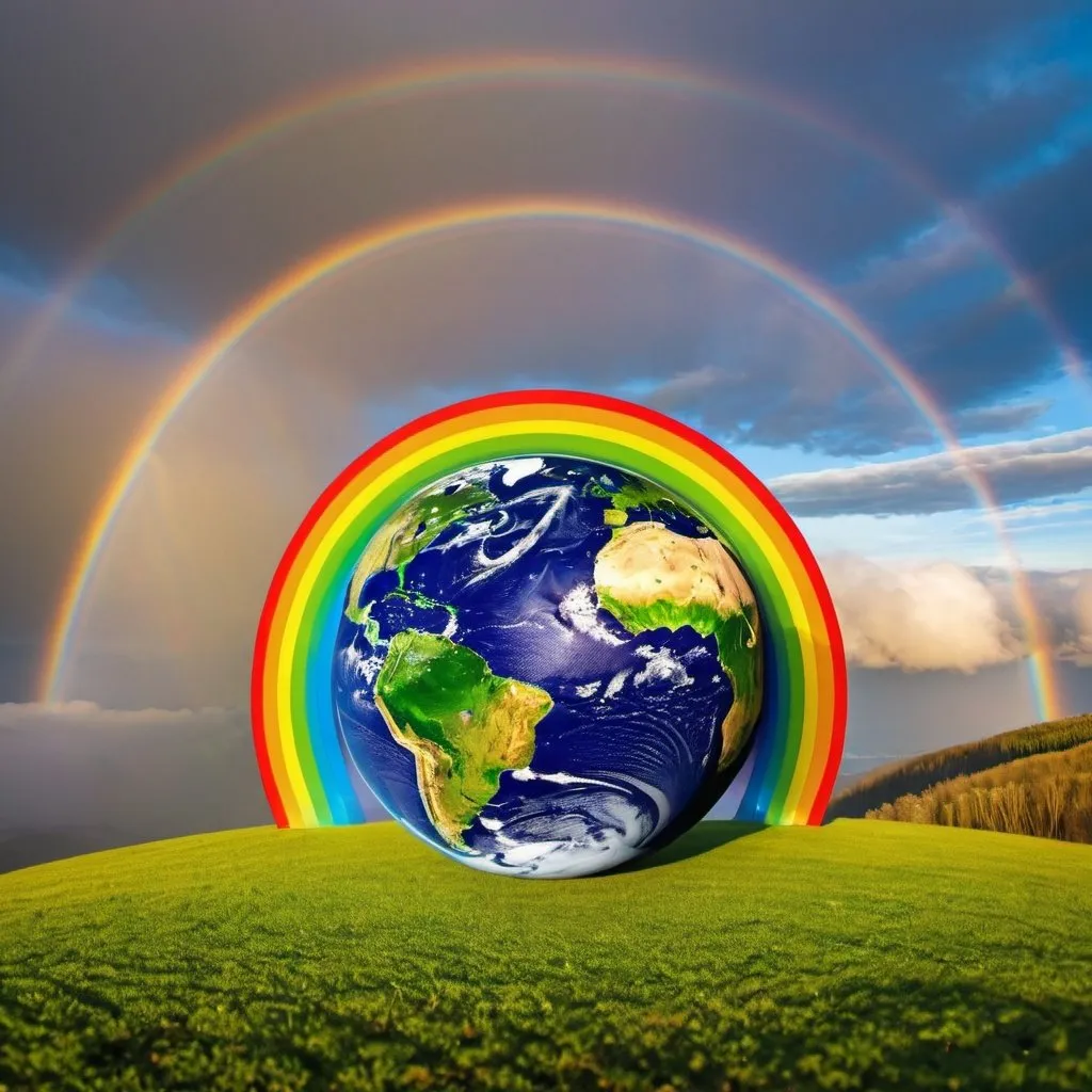 Prompt: rainbow hugging the earth
