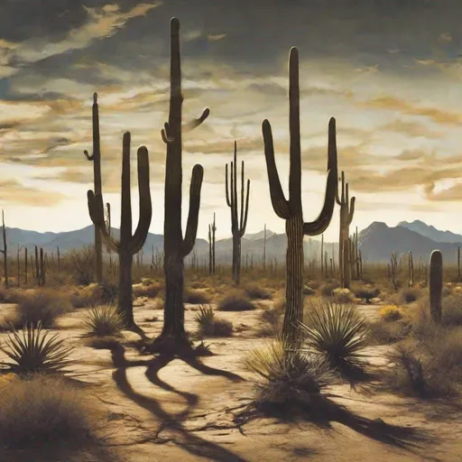 Prompt: Salvador Dalí style vision, surrealist, dreamlike, precise, melting, Arizona desert, saguaro
