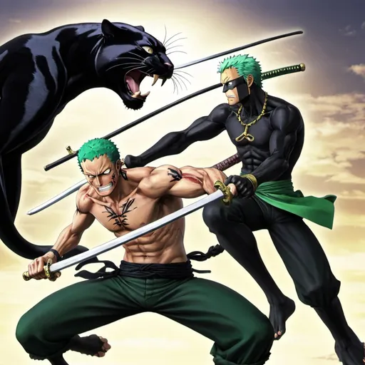 Prompt: Zoro vs panther