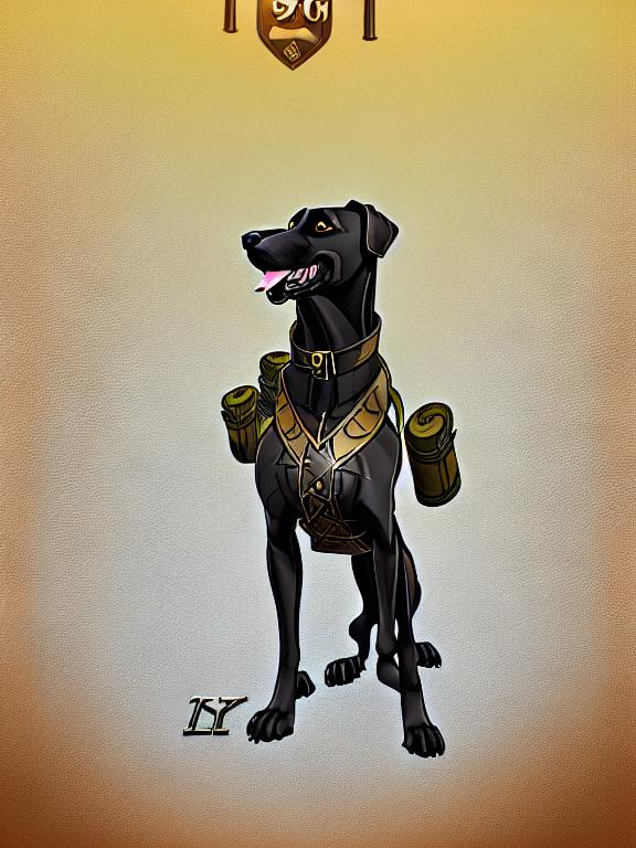 Prompt: black mountain cur dog in military gear in egypt 90s poster