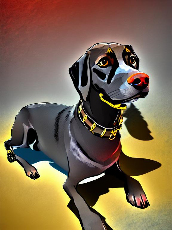 Prompt: mountain cur black dog in gangster clothes abstract art