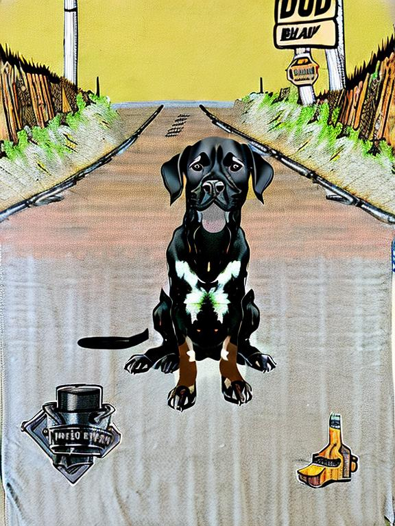 Prompt: mountain cur black dogs in gangster rappers clothing 