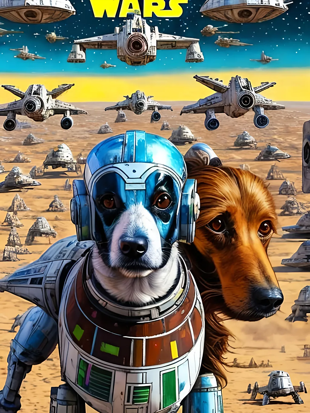 Prompt: pop art chalk pastel style art of detailed dog in star wars with pod racers, sketch, detailed background, highres, fun atmosphere, natural lighting,  abstract, fun