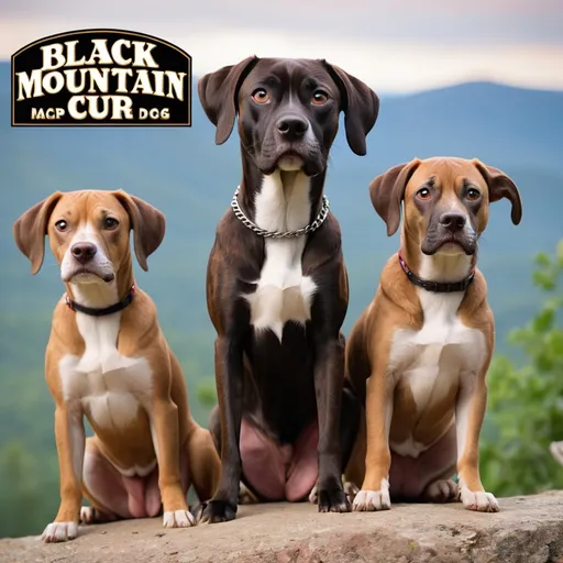 Prompt: black mountain cur dogs rap album