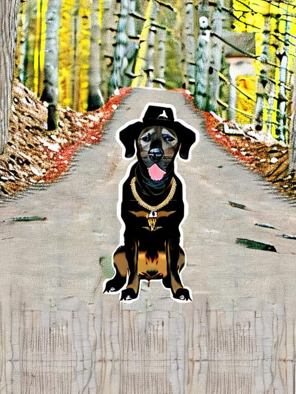 Prompt: mountain cur black dogs in gangster rappers clothing 