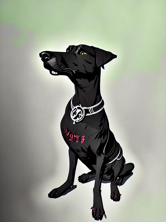 Prompt: mountain cur black dog in gangster clothing graffiti