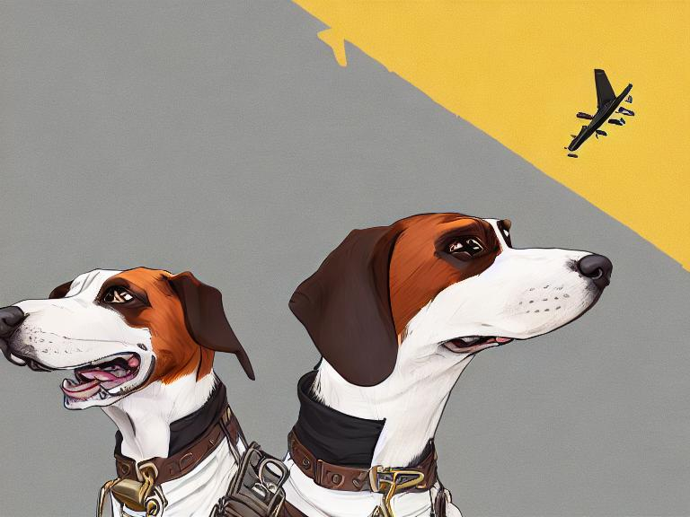 Prompt: black mountain cur dogs rap album dressed as airplane pilots