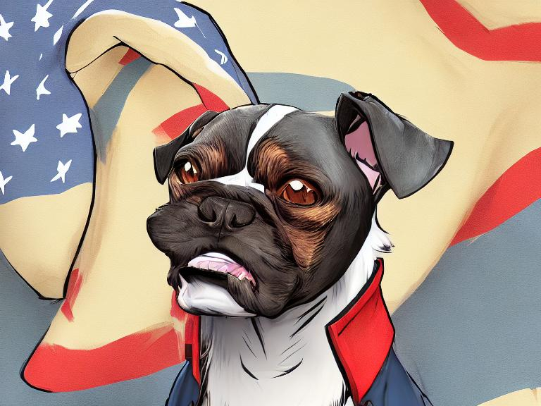 Prompt: dog dressed in USA clothes