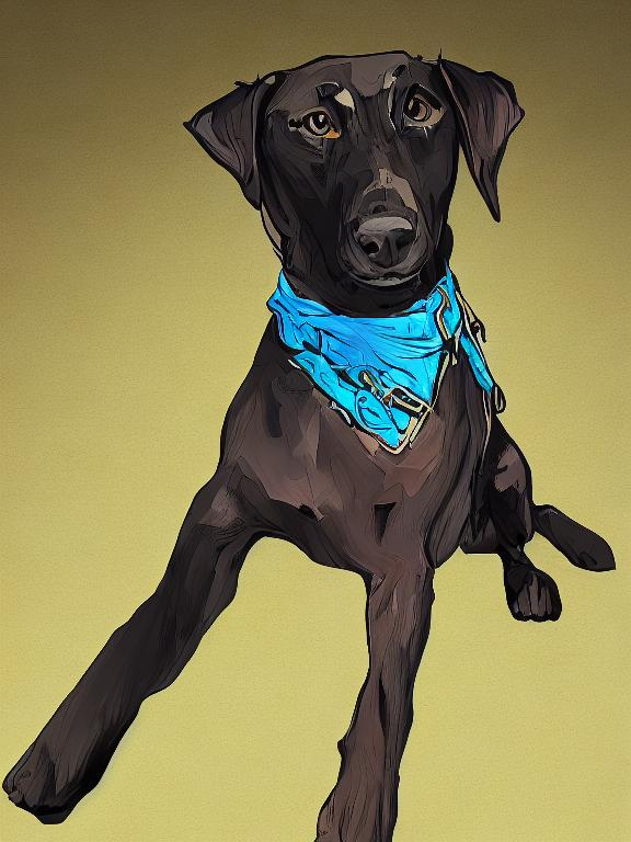 Prompt: mountain cur black dog in clothes gangster abstract art