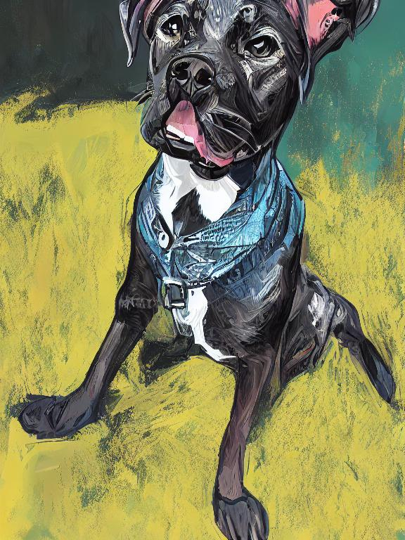 Prompt: mountain cur black dogs in pro trump clothes abstract art