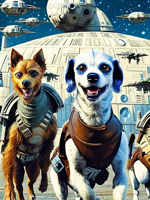 Prompt: pop art chalk pastel style art of detailed dog in star wars with pod racers, sketch, detailed background, highres, fun atmosphere, natural lighting,  abstract, fun