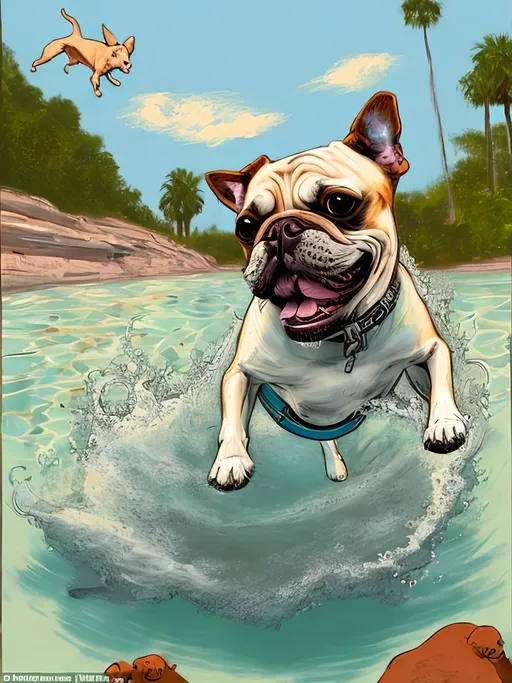 Prompt: chalk pastel style of a detailed dog Scooba diving, sketch, detailed background, highres, fun atmosphere, natural lighting,  abstract, fun