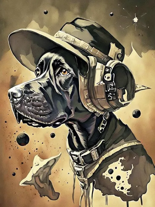 Prompt: Surrealism black dogs in cowboy outfits in space, abstract art style, cowboy hat, eerie atmosphere, floating celestial bodies, mysterious nebulae, dreamlike, surreal, high contrast, otherworldly, abstract, space, astronaut, eerie atmosphere, celestial bodies, dreamlike, surreal, high contrast, mysterious, nebulae, dogs