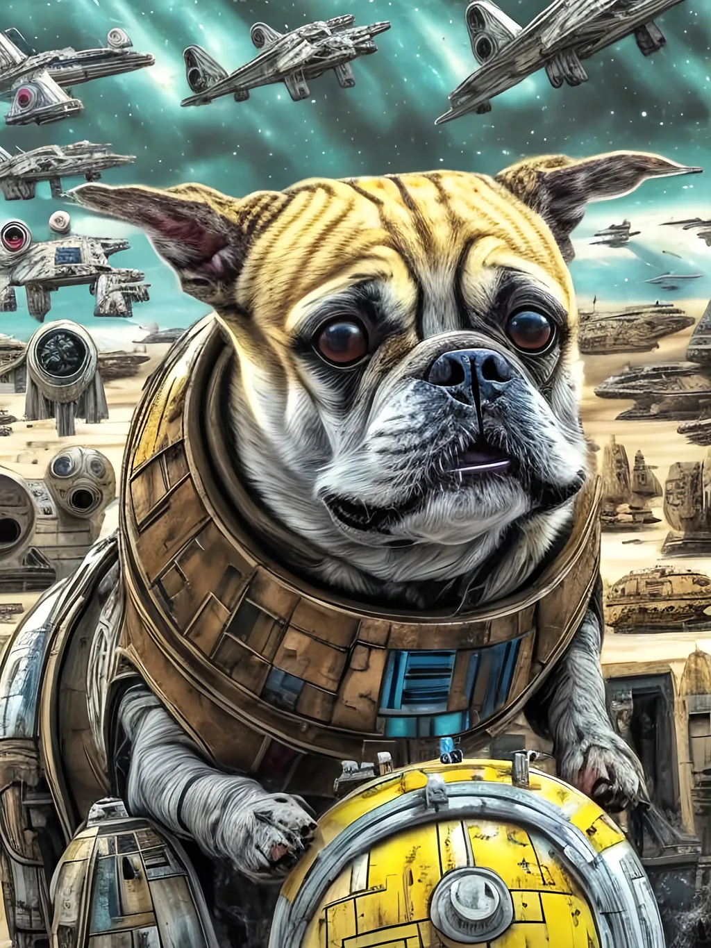 Prompt: pop art chalk pastel style art of detailed dog in star wars with pod racers, sketch, detailed background, highres, fun atmosphere, natural lighting,  abstract, fun