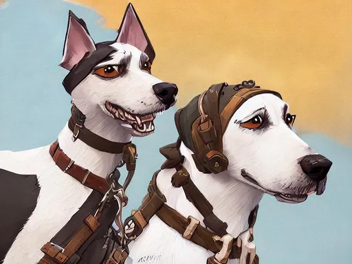 Prompt: dogs dressed in pilot clothes