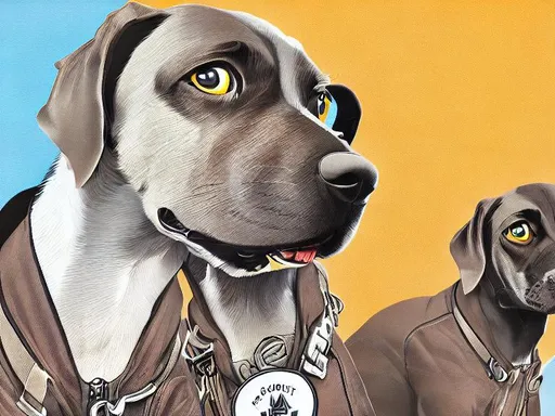 Prompt: black mountain cur dogs rap album dressed as airplane pilots