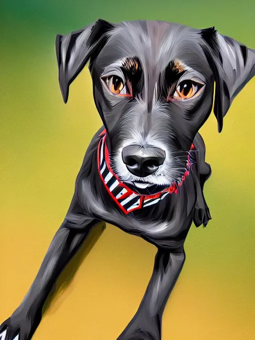 Prompt: mountain cur black dogs in pro trump clothes abstract art