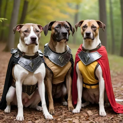 Prompt: black mountain cur dogs LARPing in cosplay