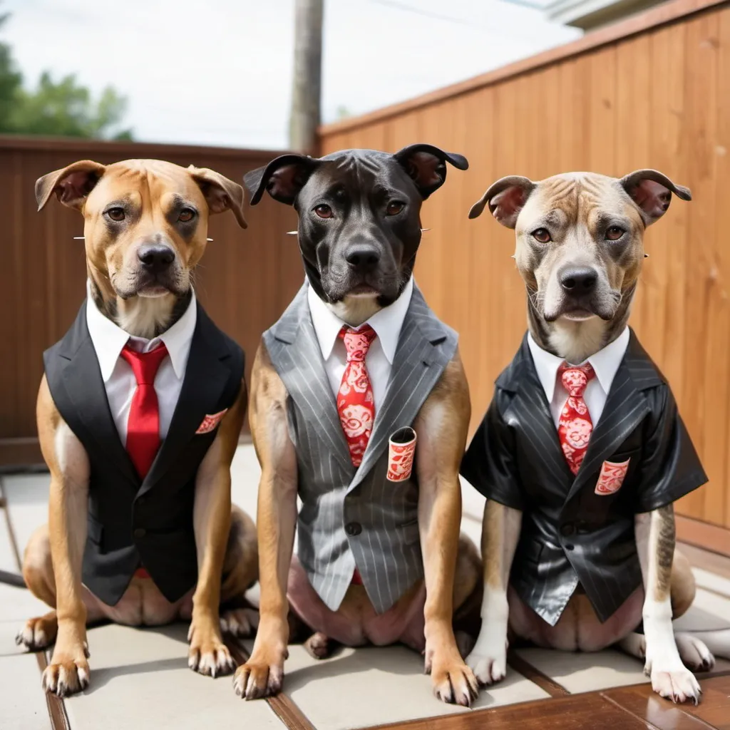 Prompt: black mountain cur dogs dressed like yakuza drinking soda