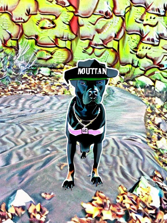 Prompt: mountain cur black dogs in gangster rappers clothing 