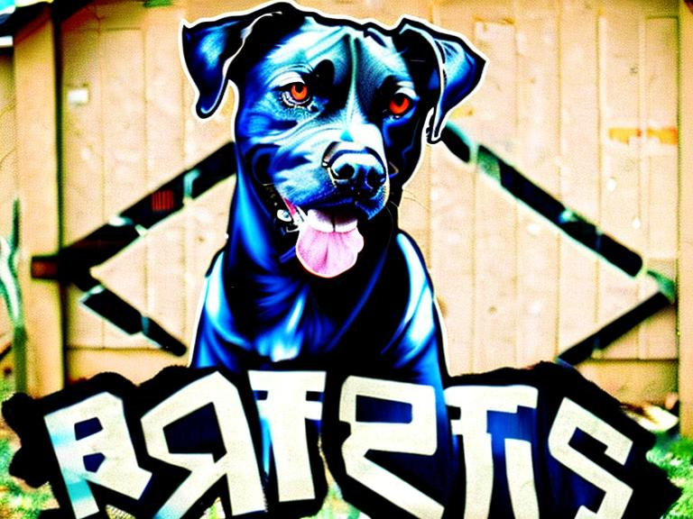 Prompt: mountain cur black dogs in gangster rappers clothing graffiti